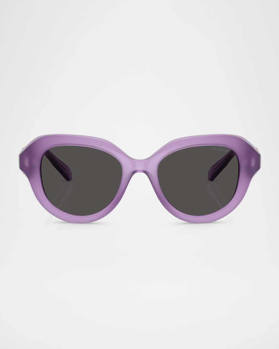 SK6037 Crystal-Hinge Round Plastic Sunglasses